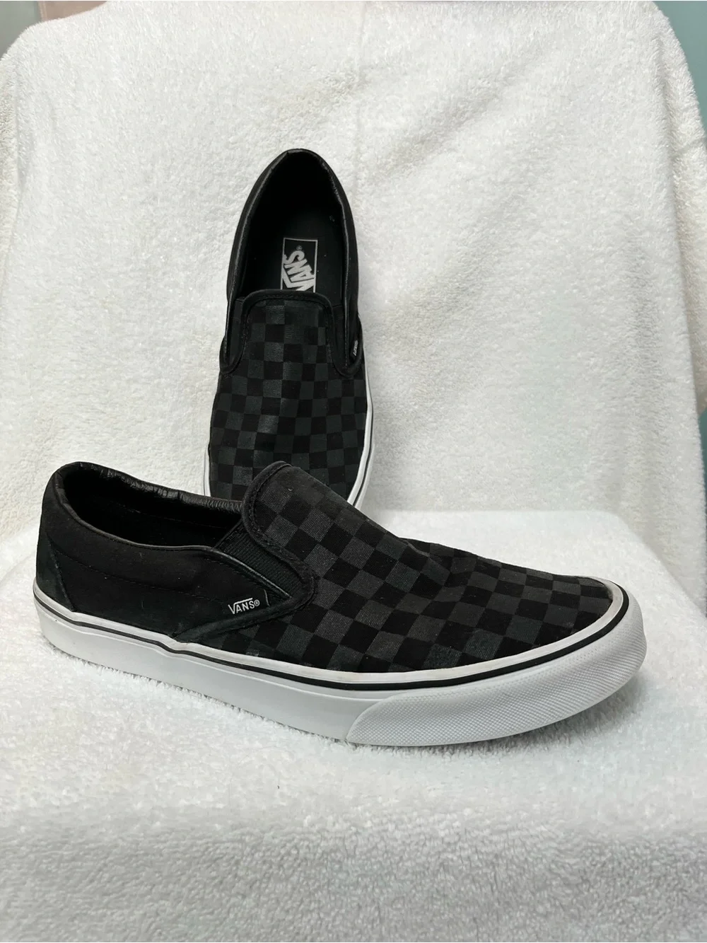 Vans Men’s Black Checkerboard Slip-On Comfy Loafers Size 12 VGUC See Video